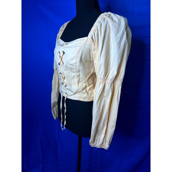Womens Sherbet Corset Long Sleeve Top Sz M Peasant Milkmaid Ren Faire Lace Up - Picture 3 of 11